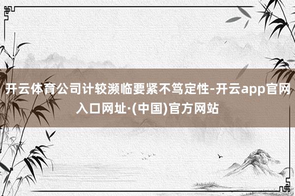 开云体育公司计较濒临要紧不笃定性-开云app官网入口网址·(中国)官方网站